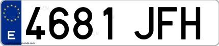 Ejemplo de matrícula española 4681 JFH