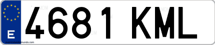 Ejemplo de matrícula de coche ordinaria 4681 KML