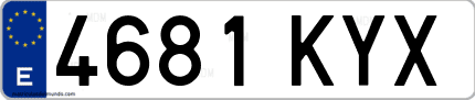 Ejemplo de matrícula de coche ordinaria 4681 KYX