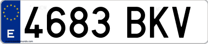 Ejemplo de matrícula de coche ordinaria 4683 BKV