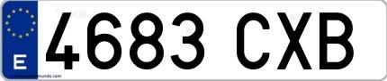 Ejemplo de matrícula de coche ordinaria 4683 CXB