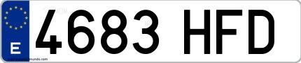 Ejemplo de matrícula española 4683 HFD