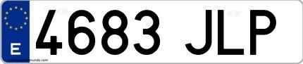Ejemplo de matrícula de coche ordinaria 4683 JLP
