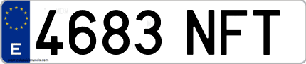 Ejemplo de matrícula de coche ordinaria 4683 NFT