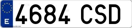 Ejemplo de matrícula española 4684 CSD