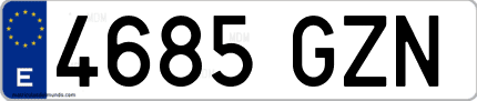 Ejemplo de matrícula de coche ordinaria 4685 GZN