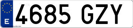 Ejemplo de matrícula de coche ordinaria 4685 GZY