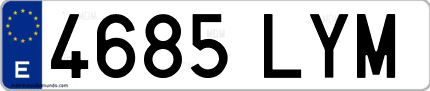 Ejemplo de matrícula de coche ordinaria 4685 LYM