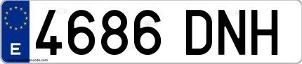 Ejemplo de matrícula española 4686 DNH