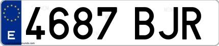 Ejemplo de matrícula española 4687 BJR
