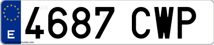 Ejemplo de matrícula de coche ordinaria 4687 CWP