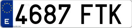 Ejemplo de matrícula de coche ordinaria 4687 FTK