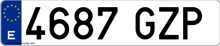 Ejemplo de matrícula de coche ordinaria 4687 GZP