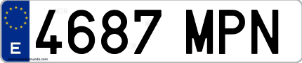 Ejemplo de matrícula de coche ordinaria 4687 MPN