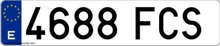 Ejemplo de matrícula española 4688 FCS
