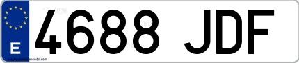 Ejemplo de matrícula española 4688 JDF