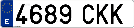 Ejemplo de matrícula de coche ordinaria 4689 CKK