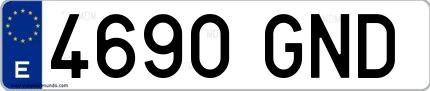 Ejemplo de matrícula española 4690 GND