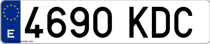 Ejemplo de matrícula de coche ordinaria 4690 KDC