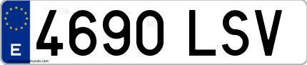 Ejemplo de matrícula de coche ordinaria 4690 LSV