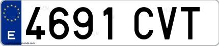 Ejemplo de matrícula española 4691 CVT