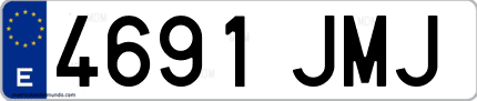 Ejemplo de matrícula de coche ordinaria 4691 JMJ