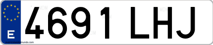 Ejemplo de matrícula de coche ordinaria 4691 LHJ
