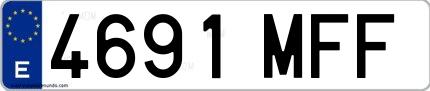 Ejemplo de matrícula española 4691 MFF