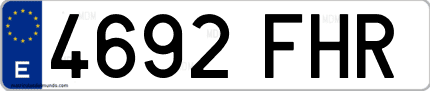 Ejemplo de matrícula de coche ordinaria 4692 FHR