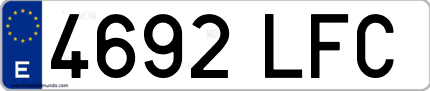 Ejemplo de matrícula de coche ordinaria 4692 LFC