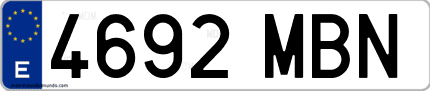 Ejemplo de matrícula de coche ordinaria 4692 MBN