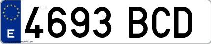 Ejemplo de matrícula española 4693 BCD