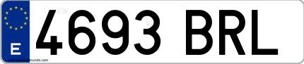 Ejemplo de matrícula española 4693 BRL
