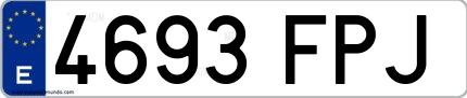Ejemplo de matrícula española 4693 FPJ