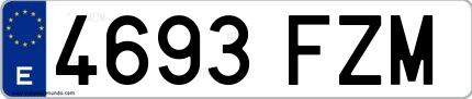 Ejemplo de matrícula española 4693 FZM