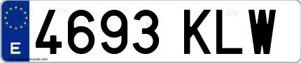Ejemplo de matrícula española 4693 KLW
