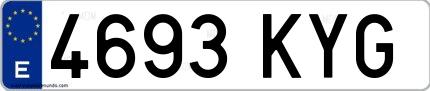 Ejemplo de matrícula española 4693 KYG