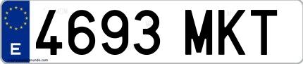 Ejemplo de matrícula española 4693 MKT