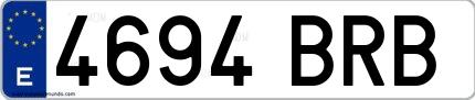 Ejemplo de matrícula de coche ordinaria 4694 BRB