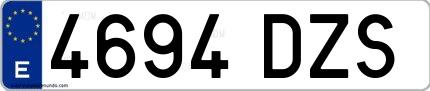 Ejemplo de matrícula española 4694 DZS