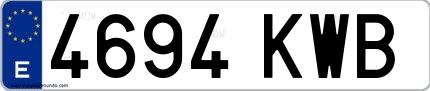Ejemplo de matrícula española 4694 KWB