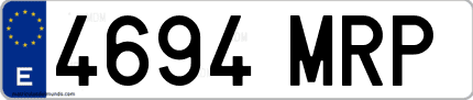Ejemplo de matrícula de coche ordinaria 4694 MRP