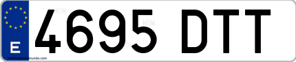 Ejemplo de matrícula de coche ordinaria 4695 DTT