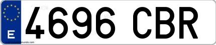 Ejemplo de matrícula española 4696 CBR