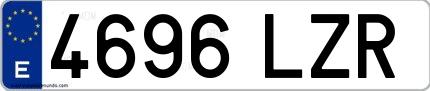 Ejemplo de matrícula de coche ordinaria 4696 LZR