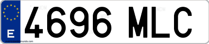Ejemplo de matrícula de coche ordinaria 4696 MLC