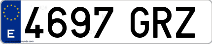 Ejemplo de matrícula de coche ordinaria 4697 GRZ