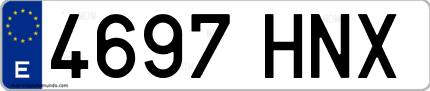 Ejemplo de matrícula de coche ordinaria 4697 HNX