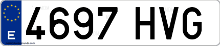 Ejemplo de matrícula de coche ordinaria 4697 HVG