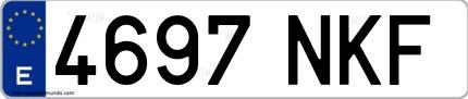 Ejemplo de matrícula española 4697 NKF